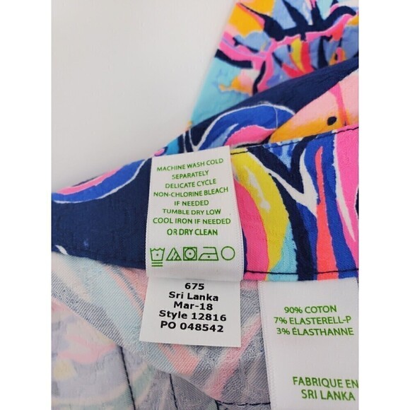 LILLY PULITZER KELLY SKINNY ANKLE PANTS NAVY BLUE BRIGHT PINK FLORAL WOMEN 0 - Picture 9 of 16